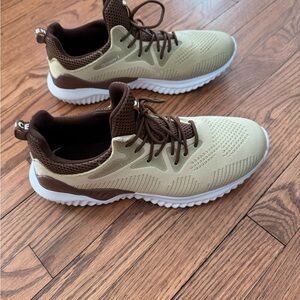 Men's Athletic Sneakers in Cream and Brown